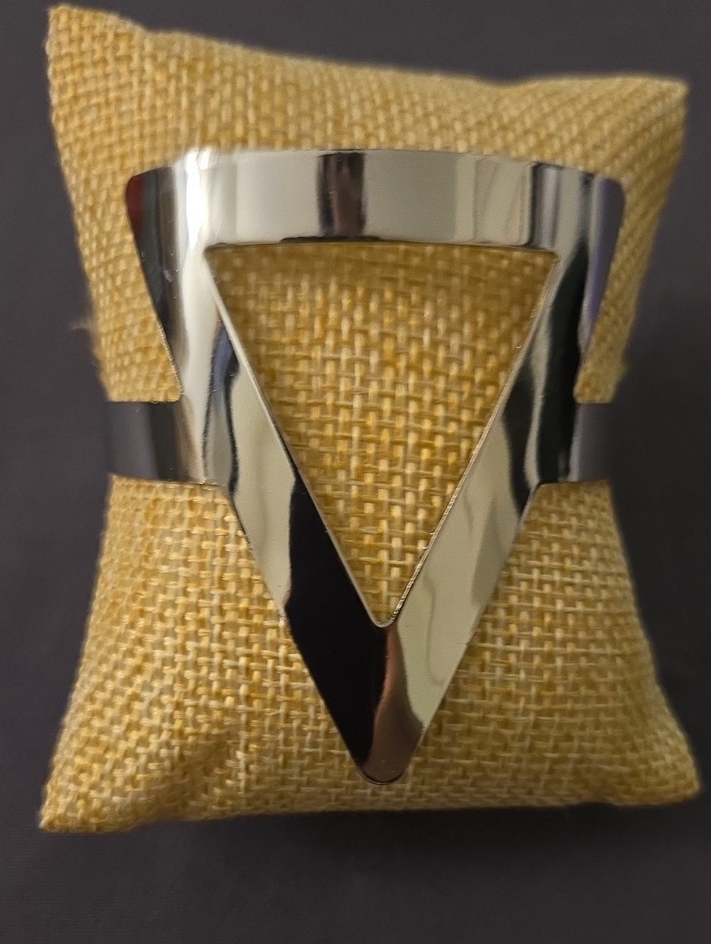 Polished Silver-Tone Men's Cuff Bracelet - Sleek V Design